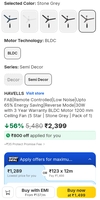 HAVELLS BLDC with remote - 3 years warranty - semi decor @ 1499