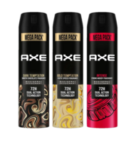AXE Gold Temptation, Dark Temptation and Intense Deodorant Spray  -  For Men (645 ml, Pack of 3)