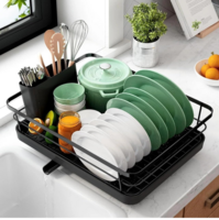 ₹500 coupon: HomeWiz Dish Drying Rack | 3 in 1 Heavy-Duty Dish Drainer Basket with Drain Tray & Built-in Cutlery Holder | Utensils Drying Rack | Bartan Stand | Kitchen Countertop