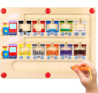 P SQUARE Magnetic Color and Number Maze, Montessori Toys Wooden Magnet Board, School Educational Toys Must Haves for Kids, Montessori Fine Motor Skills Toys for 3 Year Old Boys & Girls (Train)