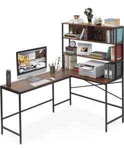 ABOUT SPACE 3 Tier L-Shaped Unique Computer Table with Desktop