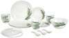 Larah by Borosil Crescent Fluted Series Opalware Dinner Set | 40 Pieces for Family of 6 