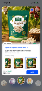 Supreme harvest Cashews 1kg @540