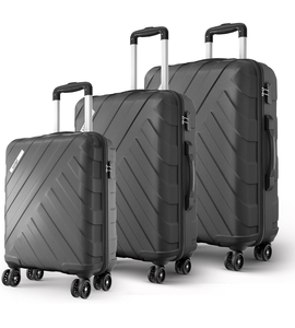 Safari Voro Set of 3 Trolley Bag Hard Case Polypropylene, 8 Spinner Wheels, 360 Degree Wheeling Carry on Luggage