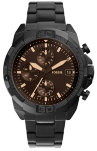 Fossil Men Black Dial & Black Stainless Steel Bracelet Style Straps Analogue Watch FS5851