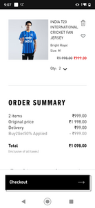 T20 india Tshirt Adidas at 50% off (2quantity )