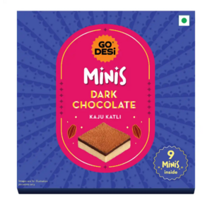Zepto | GO Desi Minis: Dark Chocolate Kaju Katli | 1 Pack - ( 9 pcs )

