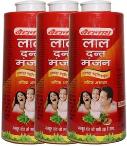 (Pack Of 3*200gm) Baidyanath Lal Dant Manjan - 200 Gm, Ayurvedic Tooth Powder 