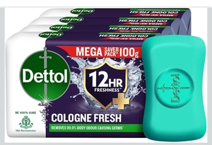 Dettol Cologne Fresh Bathing Soap Bar with 12hr Freshness and Germ Protection, 100g Pack of 4, (400gm)

