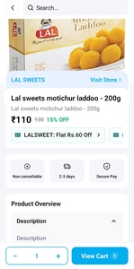 LAL SWEETS MOTICHOOR LADDOO - 200 Grams 