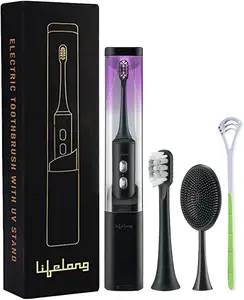 Lifelong Electric Toothbrush with UV sealed Sterilization |3X Plaque Removal |  Upgrade to Advanced Technology (LLDC117, Black)