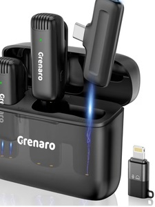 GRENARO J13 Wireless Mic for YouTube, 3-Level Adjustable MicNoise Reduction Lapel Mic with Charging Case, Wireless Mic for Video Recording, YouTube, Facebook, Video Production (Double (Universal))