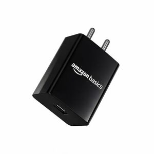 Amazon Basics 18W Quick Charge 3.0 Wall Charger | USB Port | BIS Certified | Fast Mobile Charger for Android, TWS, Headphones & Power Banks, Black