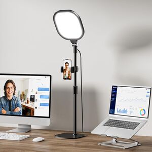 Desktop Video Conference Light for Zoom Meeting, Work from Home, Live Streaming with Nature Soft Light, Adjustable Brightness and Color Temp and Flexible Stand & Versatile Phone Holder
