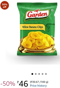 GARDEN YELLOW BANANA CHIPS 150 GM pack (300 Rs/ KG)