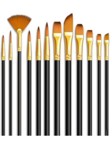 Eclet Craft 12-Piece Paint Brush Set – Professional Round Pointed Nylon Hair Brushes for Acrylic, Watercolor & Oil Painting (Basic Model) 