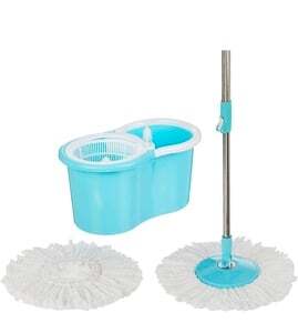 (oos now) Raxon Innovation Stainless Steel Microfiber Floor Cleaning Spin Mop with Removable Washable Cleaning Pad and Integrated Water Mechanism for Floor, Multicolour