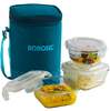 (Lowest) BOROSIL Teal Bag, 3 Pc (320 ml x 2 + 240ml x 1 ), Office Tiifin 3 Containers Glass Office Lunch Box