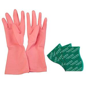 Scotch-Brite Kitchen Gloves small pair (1 unit) & Scotch-Brite Silver sparks scrub pad for dishwashing (3 units)