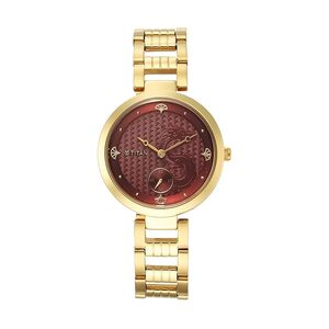 Titan Classique Plain 3 Hands Red Round Dial Yellow Plating A1Stainless Steel Strap Men's Watch - 2480YM04