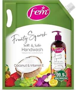 DABUR Fem Fruity Squash Soft & Safe Handwash - 1500Ml | Germ Protection | Enriched With Goodness Of Coconut Milk & Vitamin E | Long Lasting Fragrance