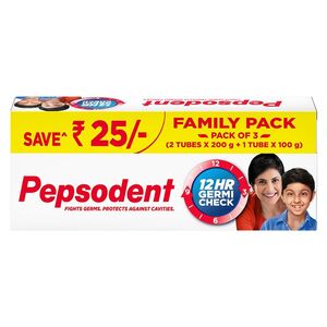 Pepsodent Germicheck Anti cavity Toothpaste | 12 HR protection from cavity germs | Mint flavour||Family Pack_500G (200g+200g+100g) 