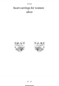 GIVA Silver Heart Earrings @ ₹699 