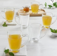 (Lowest) BOROSIL Serene 195 ml Tea/Coffee Set of 6pc, Borosilicate Tuff Glass, Microwave Safe Glass Coffee Mug