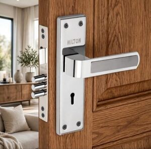 Milton Stainless Steel Mortise Lock with Keyhole, Chrome Finish Door Handle Set with Keys