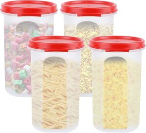 Cutting EDGE 585ML Smart Slim Storage Airtight Container-Red,Set of 4 | Food grade plastic, kitchen Storage, grocery organization, countertop use, modular arrangement, daily use, kitchen Storage 