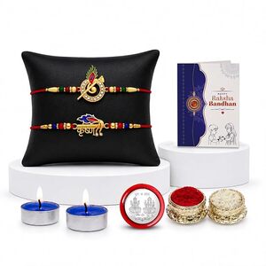 Raksha Bandhan Gift Set | Designer Rakhis, Silver Coin & Festive Essentials 