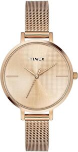 TIMEX Analog Watch for Women with Rose Gold Round Dial & Rose Gold Stainless Steel Bracelet Band Water Resistant Women's Wrist Watches - TWEL155SMU06 