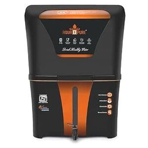 AQUA D PURE Alkaline RO Water Purifier 12L RO+UV+UF+TDS Control with Goodness of copper 12 Liter Large Storage Tank, Suitable for all type of water supply. (color: Black)