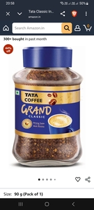 Tata Classic Instant Coffee, 90g Jar, Chicory Mix With Strong Taste & Rich Aroma, With Flavour Locked Decoction Crystals