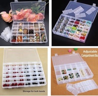 Leawall Plastic 36 Grid Multicolorpurpose jewellery organisers box Rectangular organizer storage box, with Adjustable Dividers, Transparent storage box and organiser for Jewelry Beads Earring