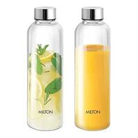 MILTON Costa 1000 Pet Water Bottle Set of 2, 1 Litre Each | Airtight & Leakproof Stainless Steel Lid | Unbreakable, BPA-Free, Reusable Plastic Fridge Bottles for Home, Office, School, Travel