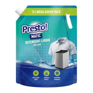 Amazon Brand - Presto! Matic Top Load Liquid Detergent Refill Pack 5L | Floral Scent | Intense Cleaning for Top Load Washing Machines