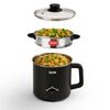 Glen Electric Kettle with Steamer 1.5L, 600W | Multipurpose Kettle for Tea, Coffee, Milk, Eggs, Soup & Noodles | Egg Boiler, Food Steamer, Dual Heat Settings, Auto Shut-Off SA9016 MCK