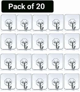 Soniya Self Adhesive Wall Hangers with Stainless steel Hooks Hook (Pack of 20)