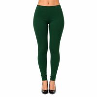 Women's Cotton Full Length Leggings with Elastic Waistband | Solid Colour, Stretch Fit, Casual Wear, Full Length, Pull-On Style 