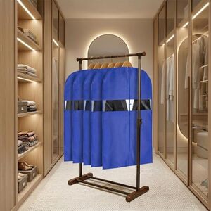 Amazon Basics Non-Woven Suit, Coat, Jacket Cover | 120 GSM | Clear Window | Long Zip | 40 x 24 Inches | Pack of 5 (Blue)