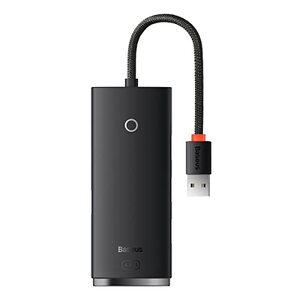 Baseus Lite Series USB Hub, 4-Port USB 3.0, 5Gbps Data Transfer, 25cm Cable, Black