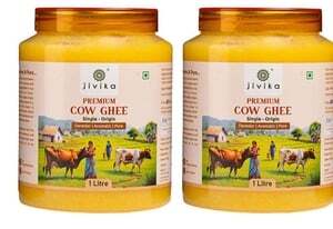 Jivika Organics premium cow ghee single origin 1L - pack of 2 (2 X 1L) 