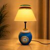 Amazon Basics Warli Whispers Blue Table Lamp | Hand-Painted Blue Base with Cream Fabric Shade | E14 Holder | Decorative Night Lamp for Bedroom, Living Room & Study Room | Home Décor Gift
