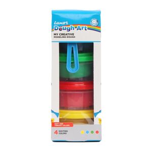 Luxor Doodles Double Decker Dough Pot: Ultimate Creative Play Set|4 Assorted colours Dough, 8 Design Moulds, 1 Roller & 1 Plastic Knife | Fun Kit for Kids 