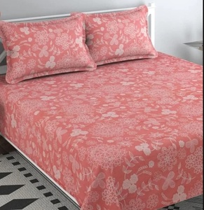 BSB HOME® 200 TC 100% Cotton Feel Bedsheet for Double Bed with Two King Size Pillow Covers Soft/Breathable Wrinkel Free - 90x100 Inches - (Multicolour, Light Pink)