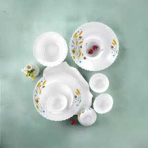 Blinkit - Larah by Borosil Opalware Golden Lush Dinner Set (White) 20Pcs