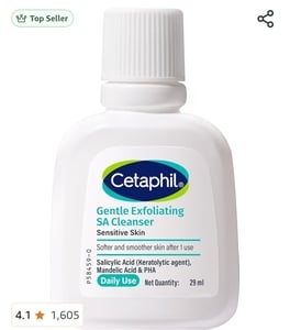 Cetaphil Gentle Exfoliating SA Cleanser 29ml | Daily Foaming Face Wash with Salicylic Acid, Mandelic Acid & Gluconolactone | Smooth, Even Skin |