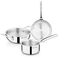 Bergner Tripro Mini 3 Piece Triply Set - 14cm Kadai, 12cm Saucepan, 14cm Frypan