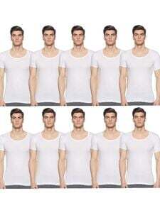 10 Vests: Rupa Jon Half Sleeves Vest for Men, 100% Cotton Material, Round Neck, Pack of 3
